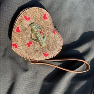 Juicy Couture Brown Clutch Heart Pattern